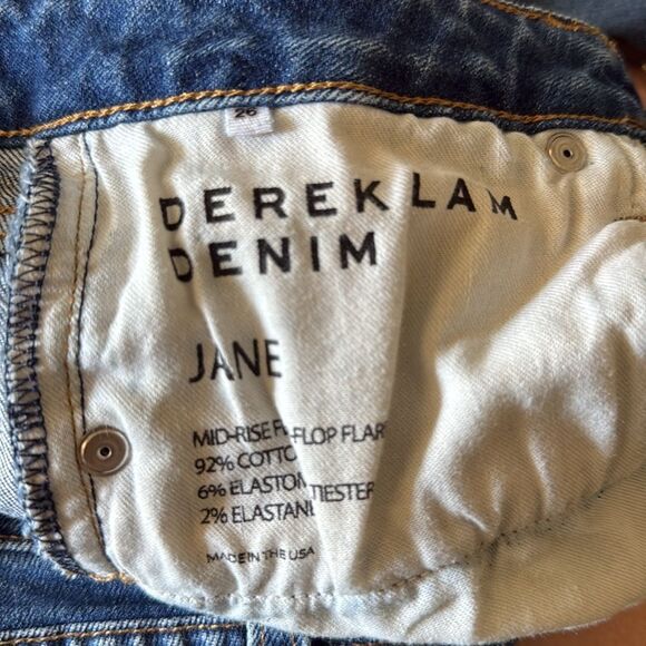 Derek Lam Dark Blue Flare Jeans with White Embroidery size 26 - Picture 15 of 15
